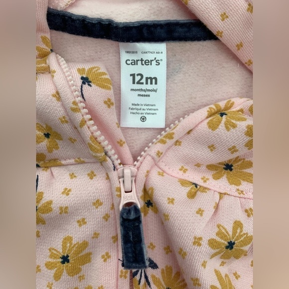 Carter’s Size 12 Months NWT Fleece Full Zip-Up Hooded Jumpsuit - Picture 3 of 4